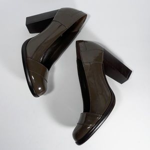 Cole Haan Brown Patent Leather Block High Heels
